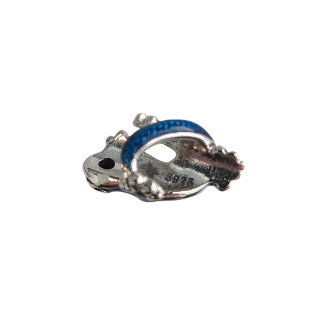 đSterling Silver 925 Blue Tree Frog Wrap Around Bracelet Charm - Picture 4 of 6